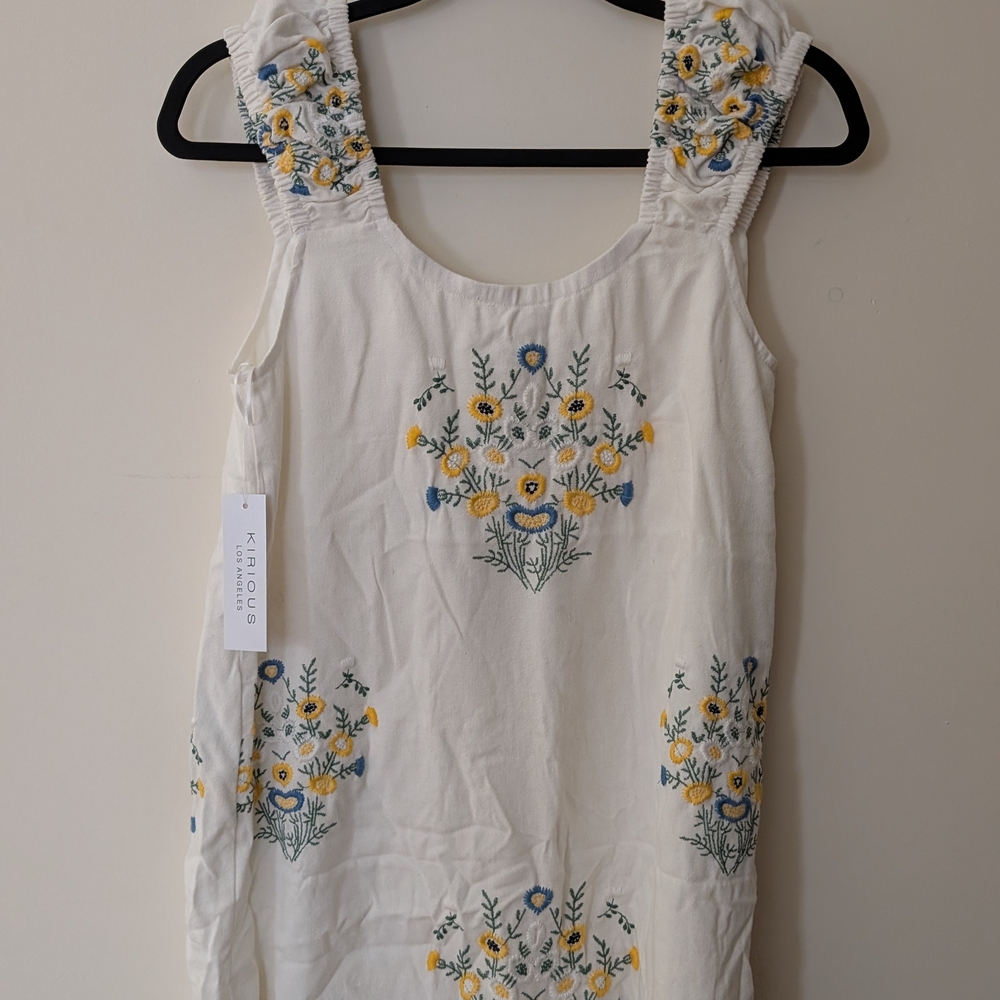 Floral Embroidered Sleeveless Knee Length Mini Dress